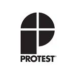 Schwarz-weißes Logo von "PROTEST". Es zeigt ein stilisiertes "P" mit einem Pluszeichen in der oberen Hälfte.