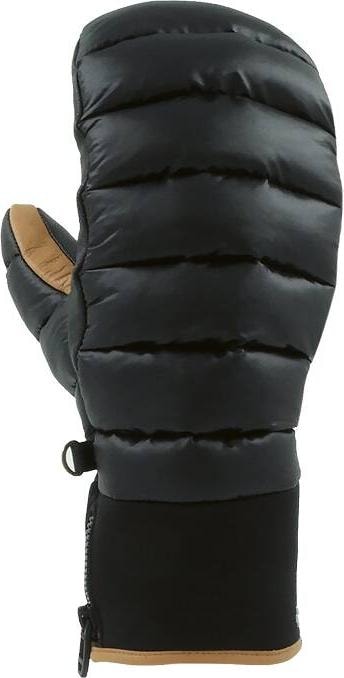 Detailansicht: Snowlife Sir Victor Mitten, Fäustling in Schwarz mit Lederdetails und Reißverschluss.