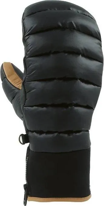 Detailansicht: Snowlife Sir Victor Mitten, Fäustling in Schwarz mit Lederdetails und Reißverschluss.