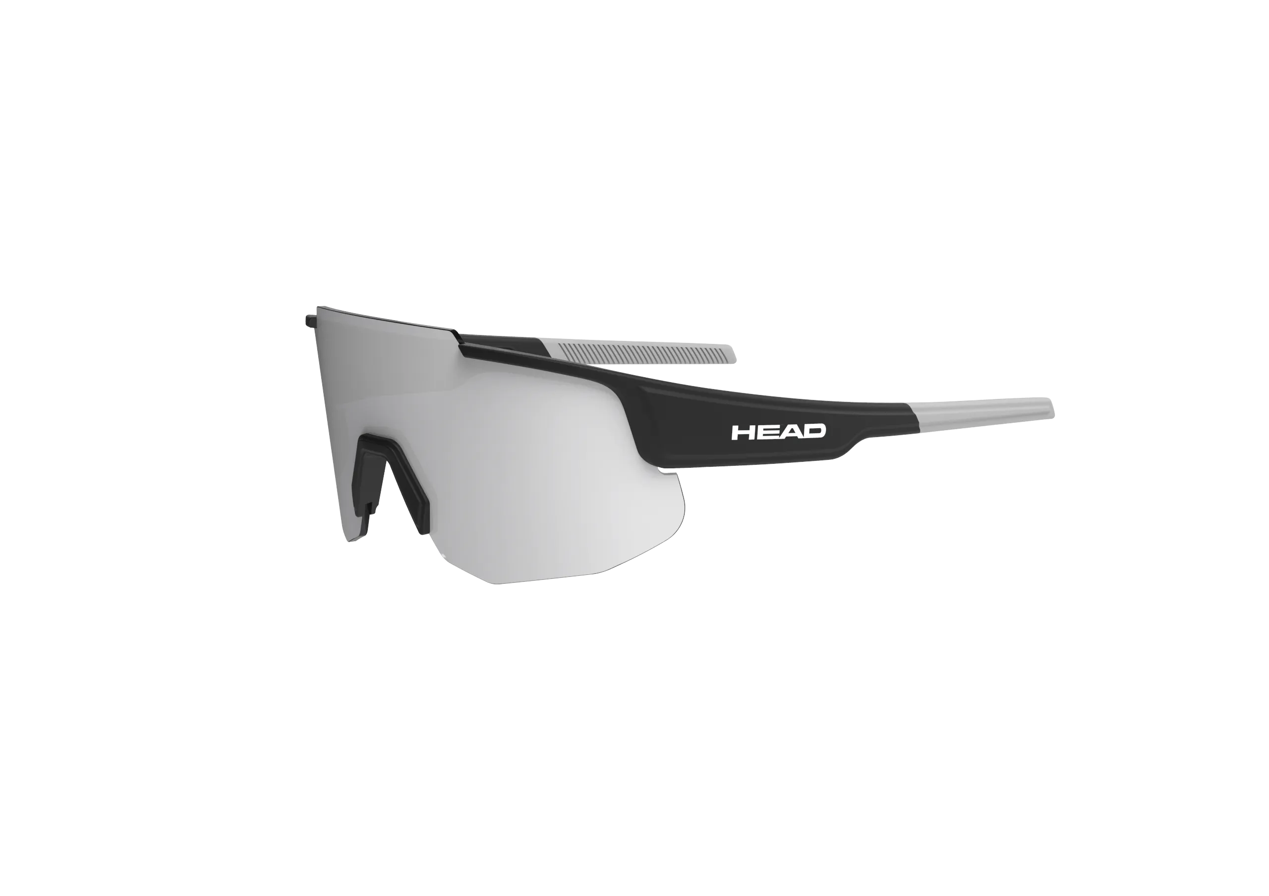 Sonnenbrille Head SUNSHIELD 5K Silver Black von der Seite, silberne Gläser, schwarzer Rahmen.