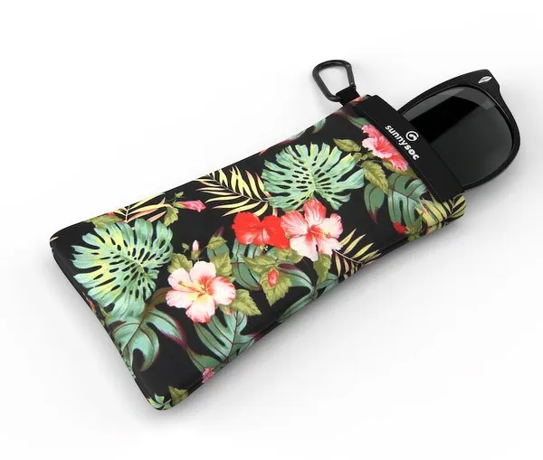 Sonnenbrillen im Hawaiian Sunnysoc Schutz mit floralem Muster und Karabinerhaken.