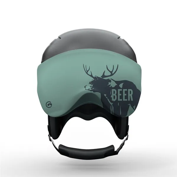 Skihelm mit Beer Visorsoc: Schutzhülle mit Bärenmotiv und Schriftzug "BEER".