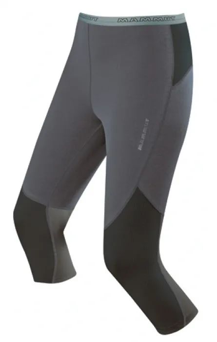 Graue 3/4 lange Funktionsunterhose der Marke Mammut, mit dunkleren Einsätzen an Bund und Knie.