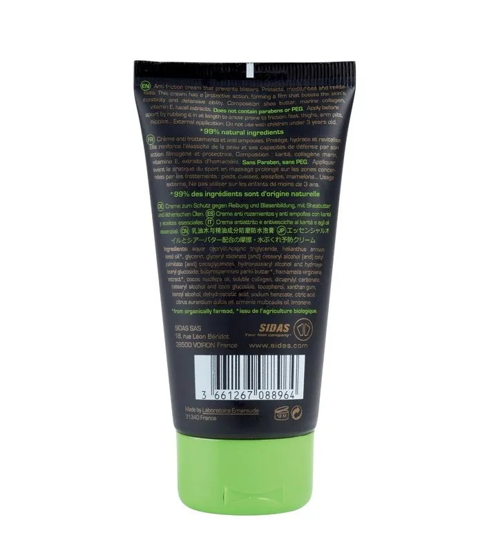 Schwarze Tube mit grüner Kappe, beschriftet mit Text in mehreren Sprachen, darunter Inhaltsstoffe und Herstellerinformationen.
