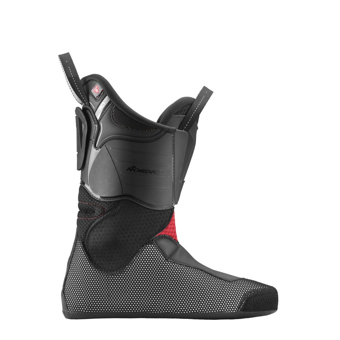Schwarzer Innenschuh des Nordica HF Pro 95 W GW Skischuhs von der Seite, Details in Grau und Rot.