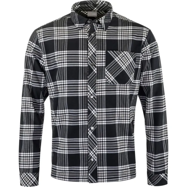 Herren Hemd, Flanellhemd, Karomuster in Schwarz, Grau und Weiß, lange Ärmel, Brusttasche.