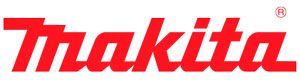Rotes Makita-Logo. Der Schriftzug ist fett gedruckt und leicht kursiv. Rechts oben ist ein kleines, eingekreistes R-Symbol.