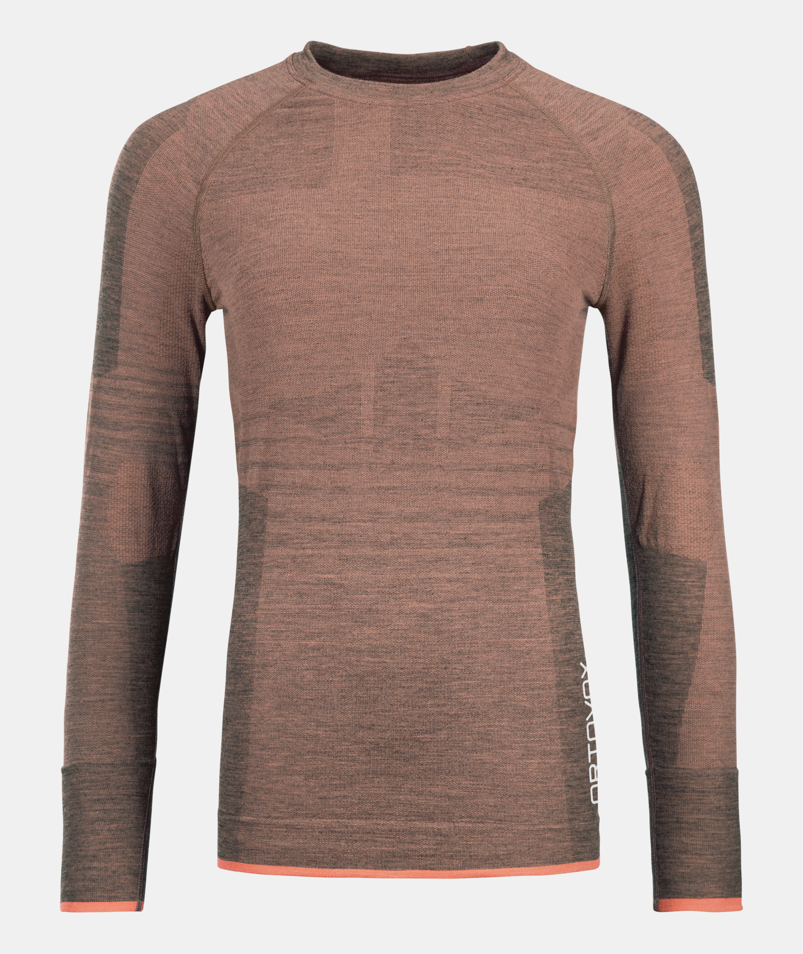 Ortovox 230 COMPETITION Longsleeve W bloom in braun, meliert mit Schriftzug seitlich. Atmungsaktives Funktionsshirt, langärmlig.