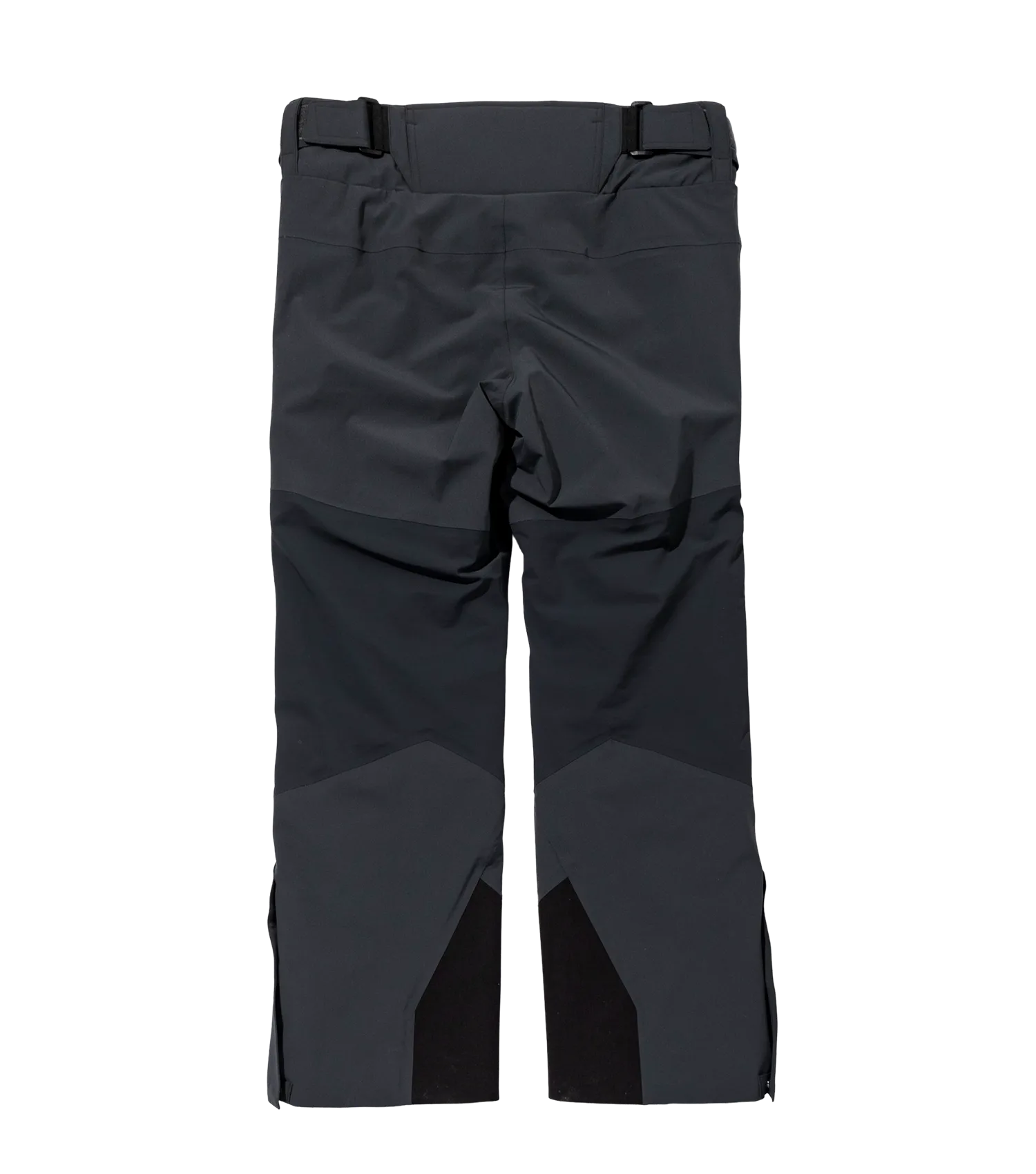 Draufsicht der Twinpeak Pants in Schwarz. Die Hose hat mehrere Stoff-Einsätze.