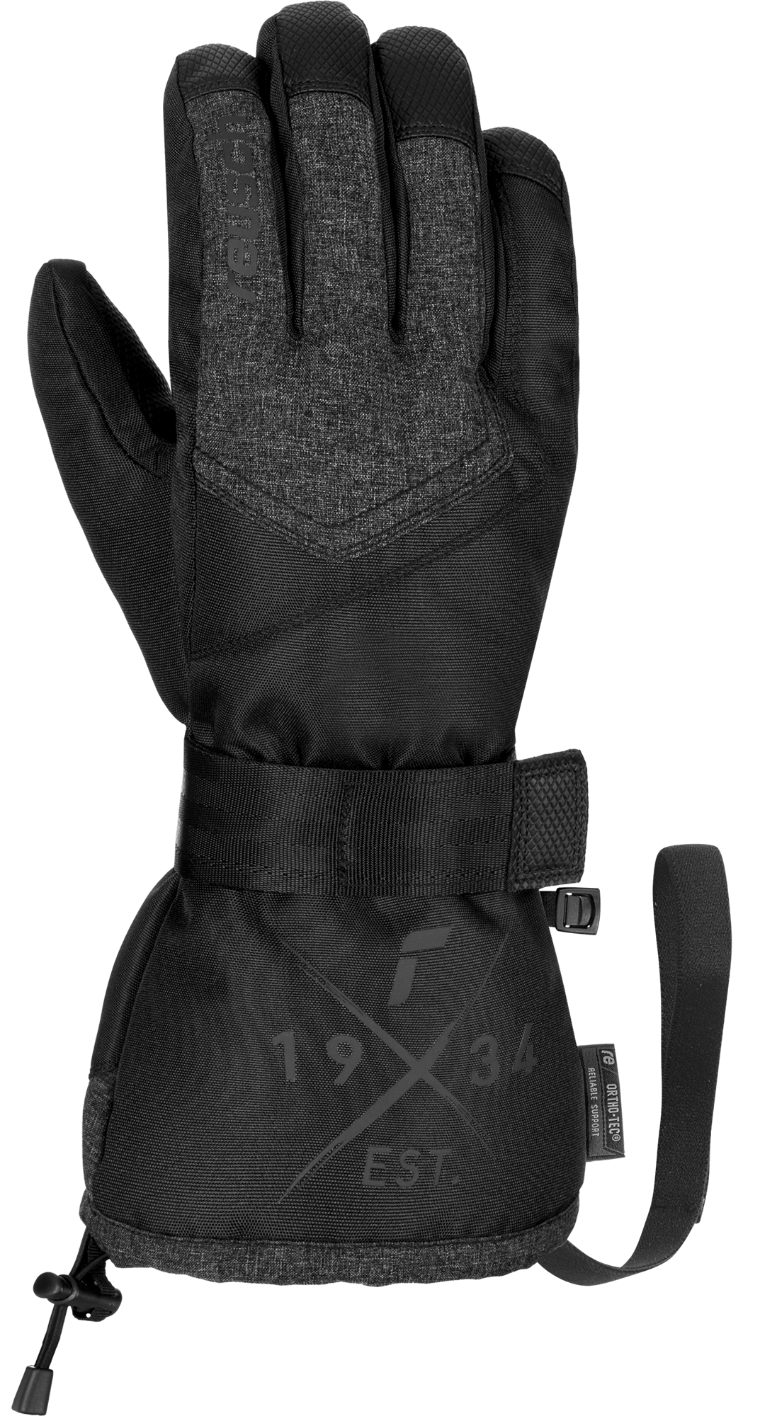 Winterhandschuh Schwarz Schwarzer, gefütterter Winterhandschuh mit Handgelenkschlaufe und Logoaufdruck.