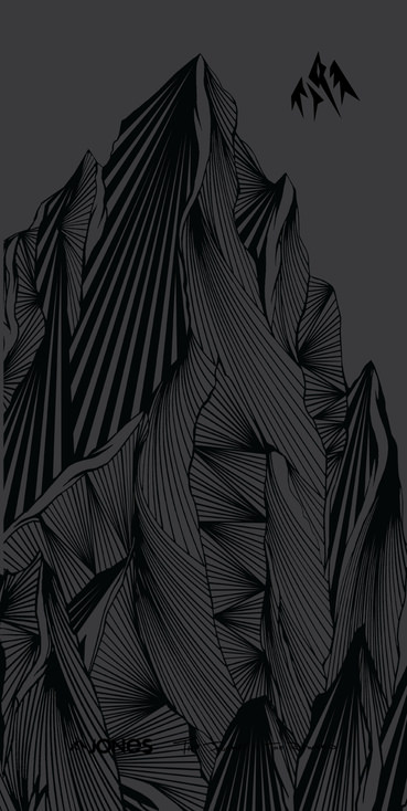Abstraktes Bergdesign Abstraktes, dunkles Artwork für Jones Range Neck Warmer mit Bergmotiven und Linien.