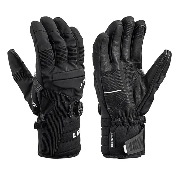 Schwarze Leki Progressive Tune S Boa Handschuhe von vorn und hinten gezeigt.