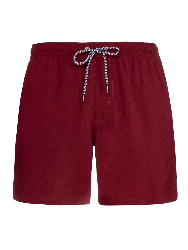 Rote Davey Badeshorts mit Kordelzug am elastischen Bund.