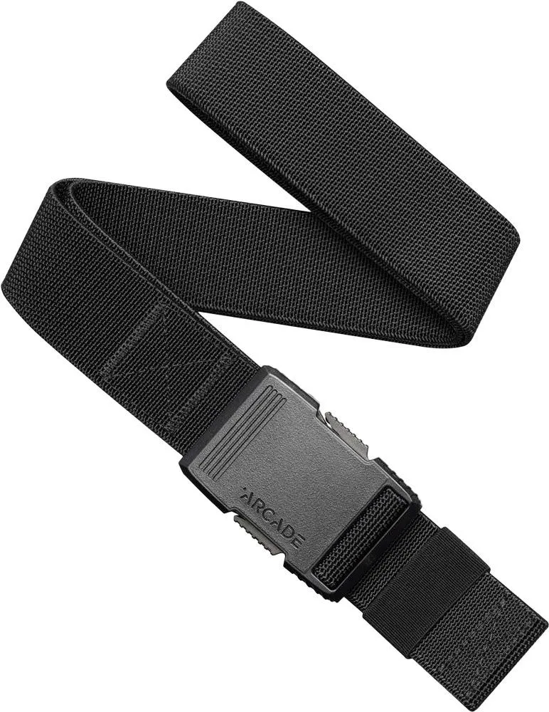 Schwarzer Arcade Hardwear Gürtel mit Schnalle, teilweise aufgerollt.