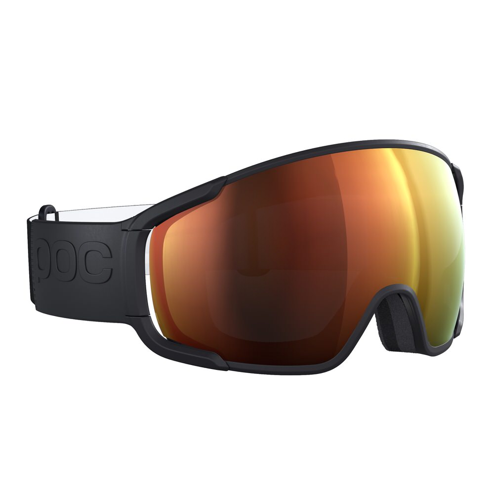 POC Zonula Skibrille Uranium Black Frontansicht der POC Zonula Clarity Skibrille in Uranium Black mit oranger Linse.