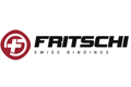 Logo von Fritschi Swiss Bindings. Links ein rotes Schweizerkreuz in einem Kreis. Rechts der Schriftzug "FRITSCHI SWISS BINDINGS".