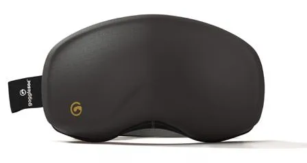 Schwarzer Gogglesoc Pro Skibrillen Schutzbezug mit Logo-Etikett und goldenem "G"-Symbol.