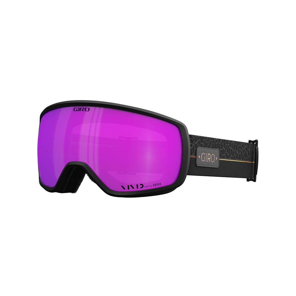 Giro Balance II Skibrille, schwarzer Rahmen, pinke Vivid Zeiss Scheibe, gemustertes Band.