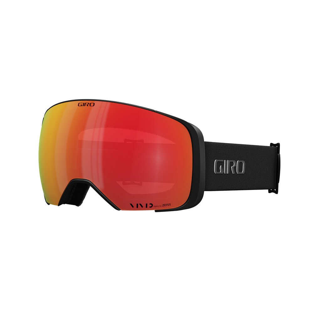 Skibrille Giro Comp Vivid, schwarz-weiß, mit roter Vivid Ember Scheibe.