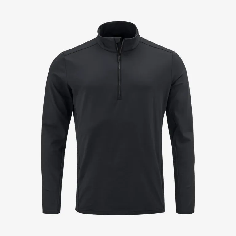 Schwarzes Head Rebels RT Midlayer für Herren mit Stehkragen und halbem Reißverschluss, Frontansicht.