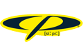 Ein gelbes, ovales Logo mit einem marineblauen Buchstaben P, der ein Auge andeutet, und dem Text "si:pc".