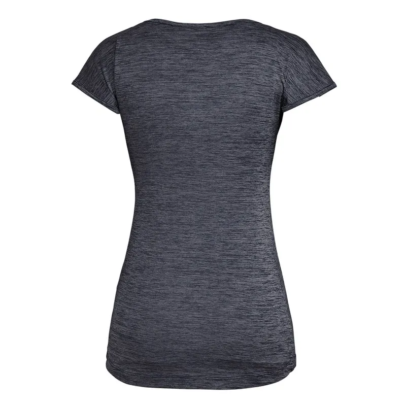 Damen T-Shirt, Premium Navy Melange, Rückansicht, kurze Ärmel, Dry'Ton Material.