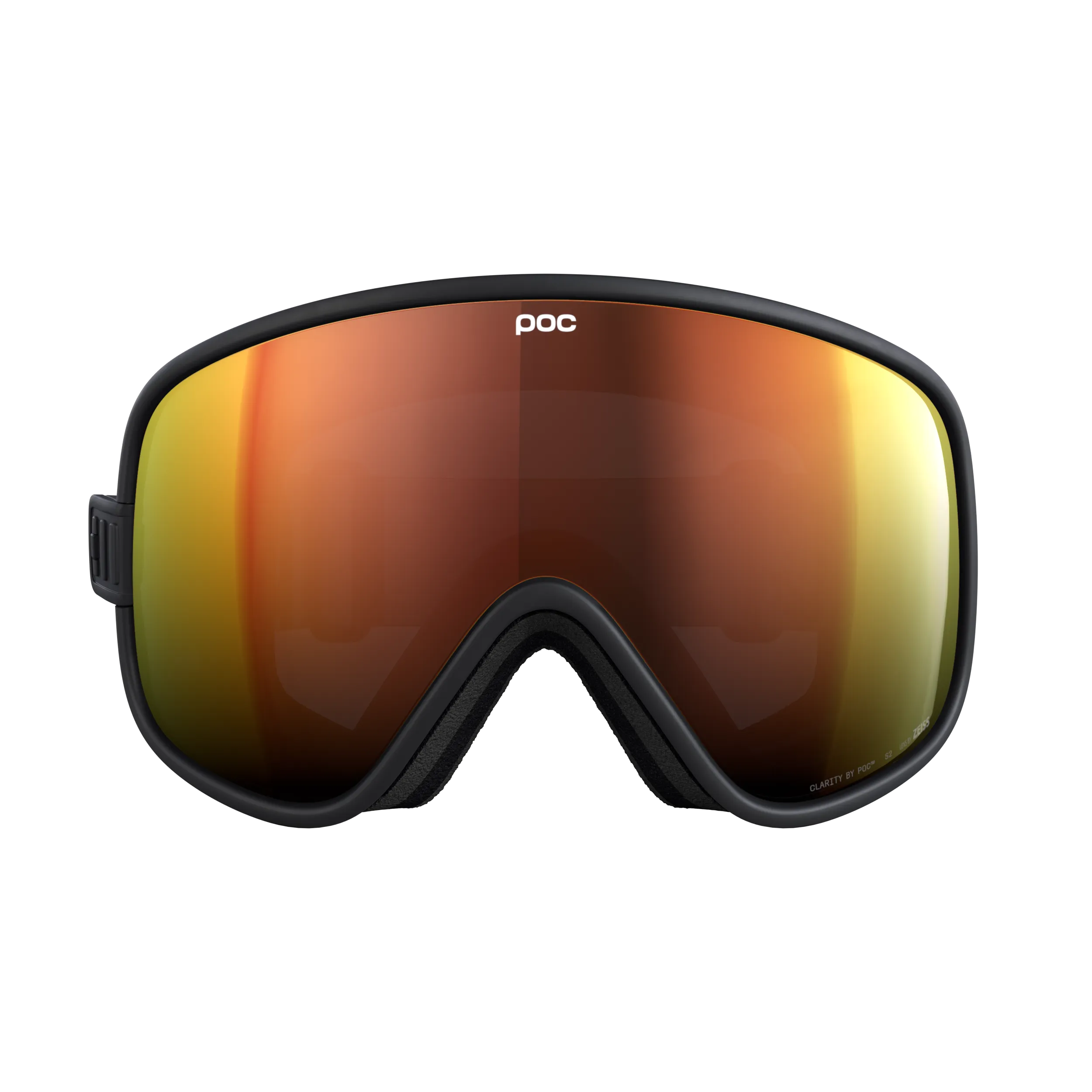Frontansicht der POC Vitrea Skibrille in Uranium Black mit Partly Sunny Orange Linse.