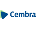 Logo der Firma Cembra: Blauer Schriftzug "Cembra" mit einem grünen Dreieck-Symbol links daneben.