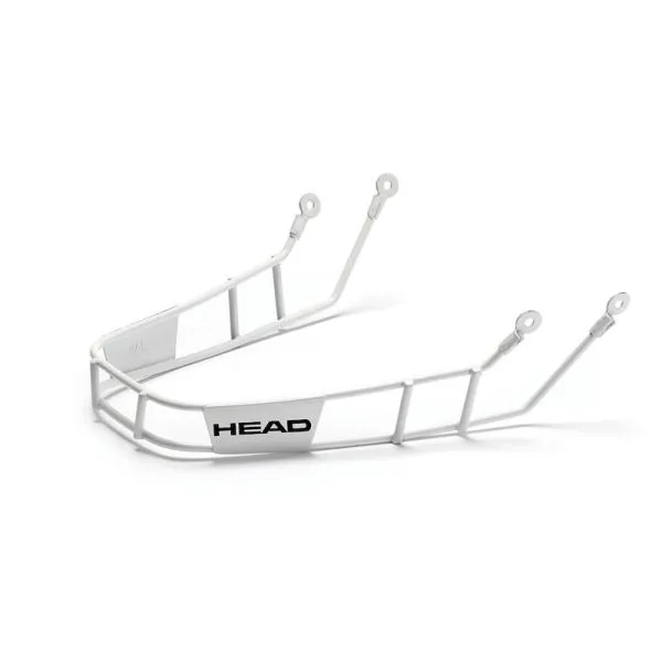Weißer Head Stivot Race Chinguard mit Befestigungslaschen.