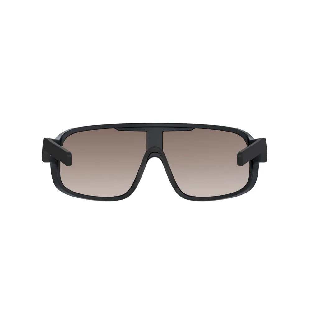 Schwarze POC Aspire Mid Brille mit braun-silber verspiegelten Gläsern von vorn.