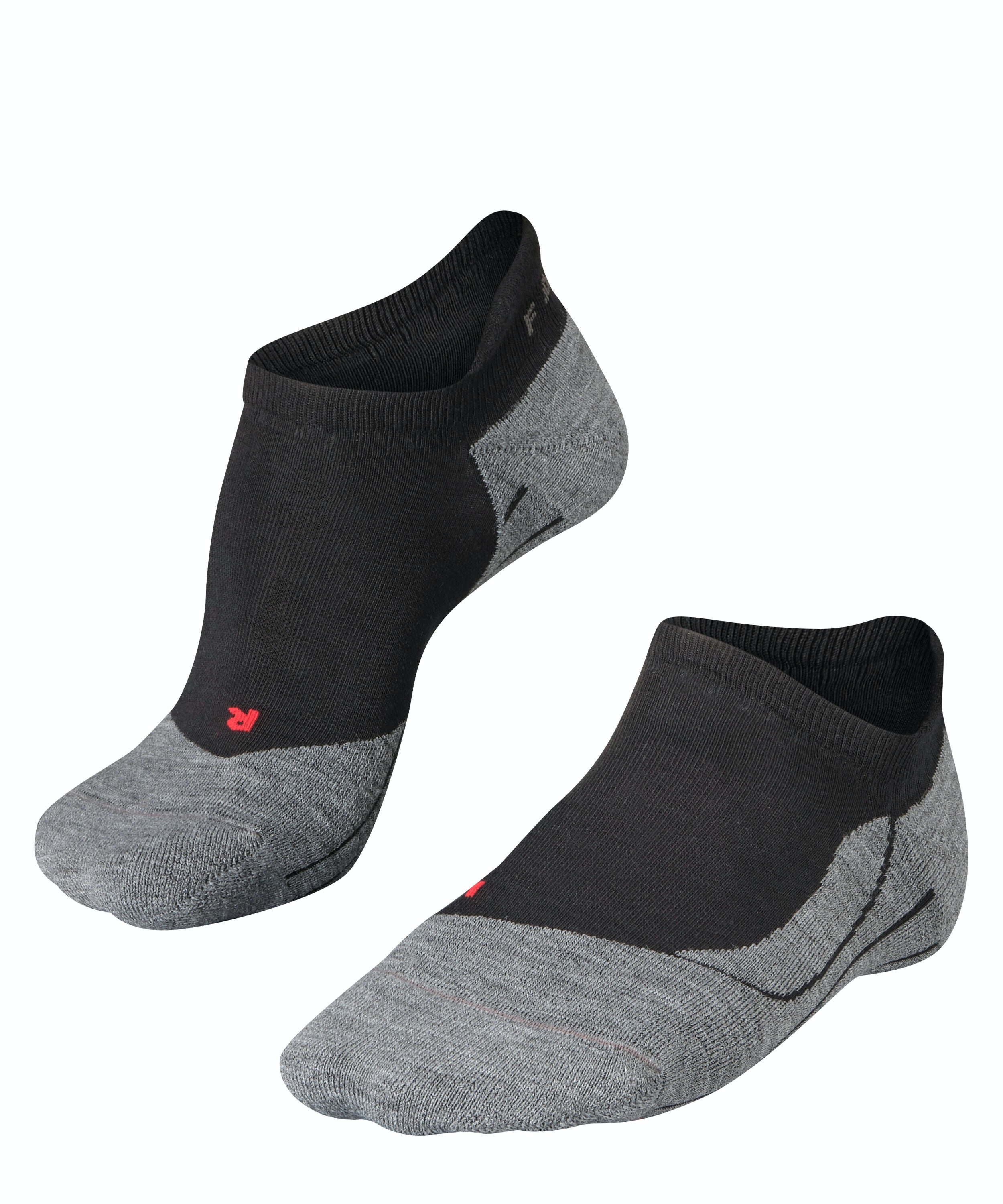 Zwei kurze, schwarze und graue Laufsocken für Herren im Set.