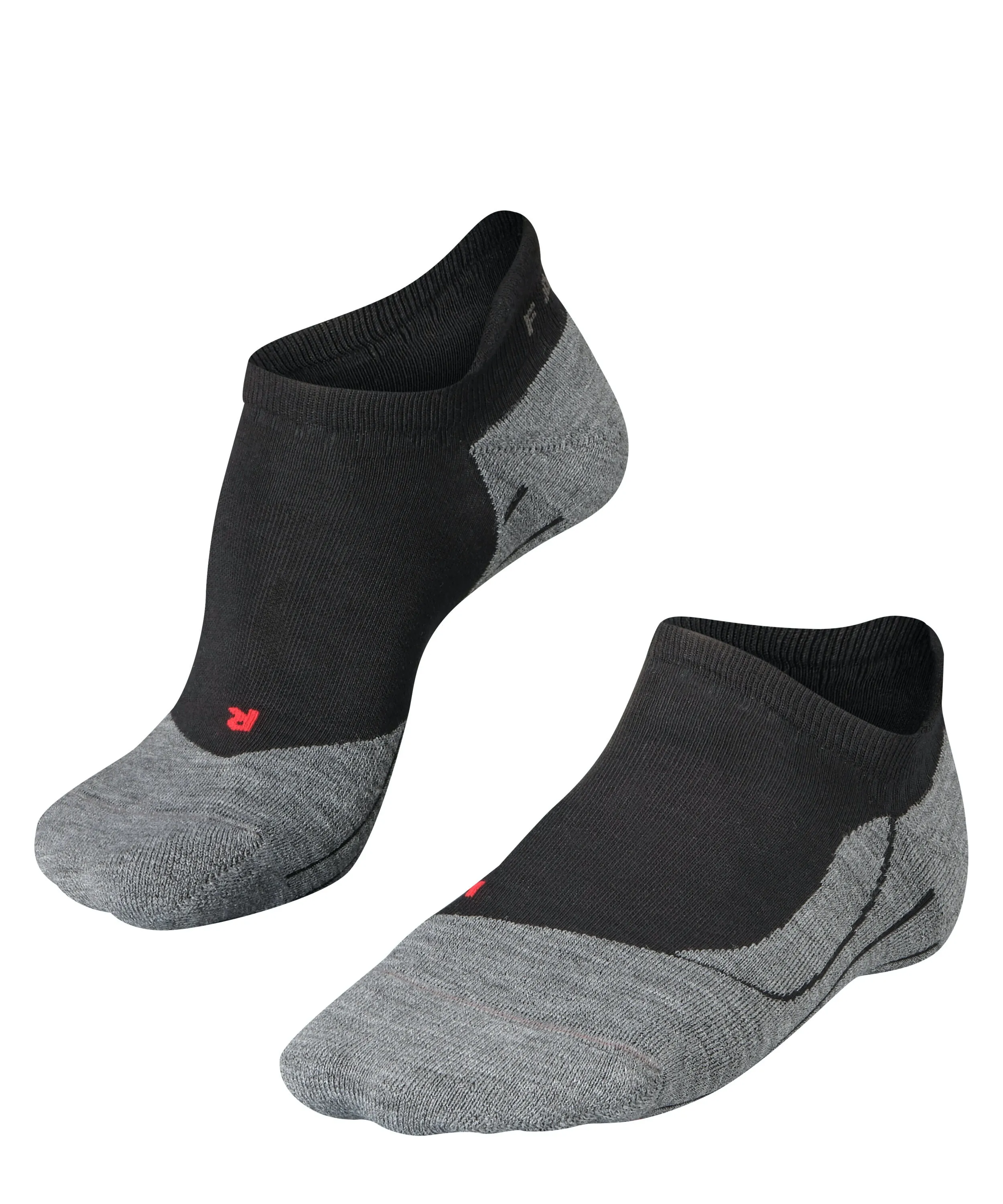 Zwei kurze, schwarze und graue Laufsocken für Herren im Set.