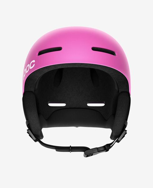 Auric Cut Helm Actinium Pink Frontale Ansicht des Auric Cut Helms in Actinium Pink mit schwarzem Innenfutter und Belüftungsschlitzen.