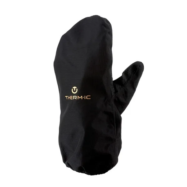 Schwarzer Therm-ic Weather Shield Überziehhandschuh, Fäustling, mit Logo, isolierend und wasserabweisend.