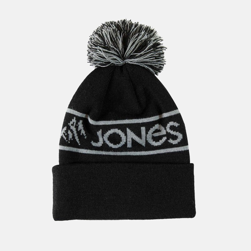 Schwarze Chamonix Mütze Schwarze Jones Chamonix Recycled Beanie mit Bommel und Logo-Schriftzug.