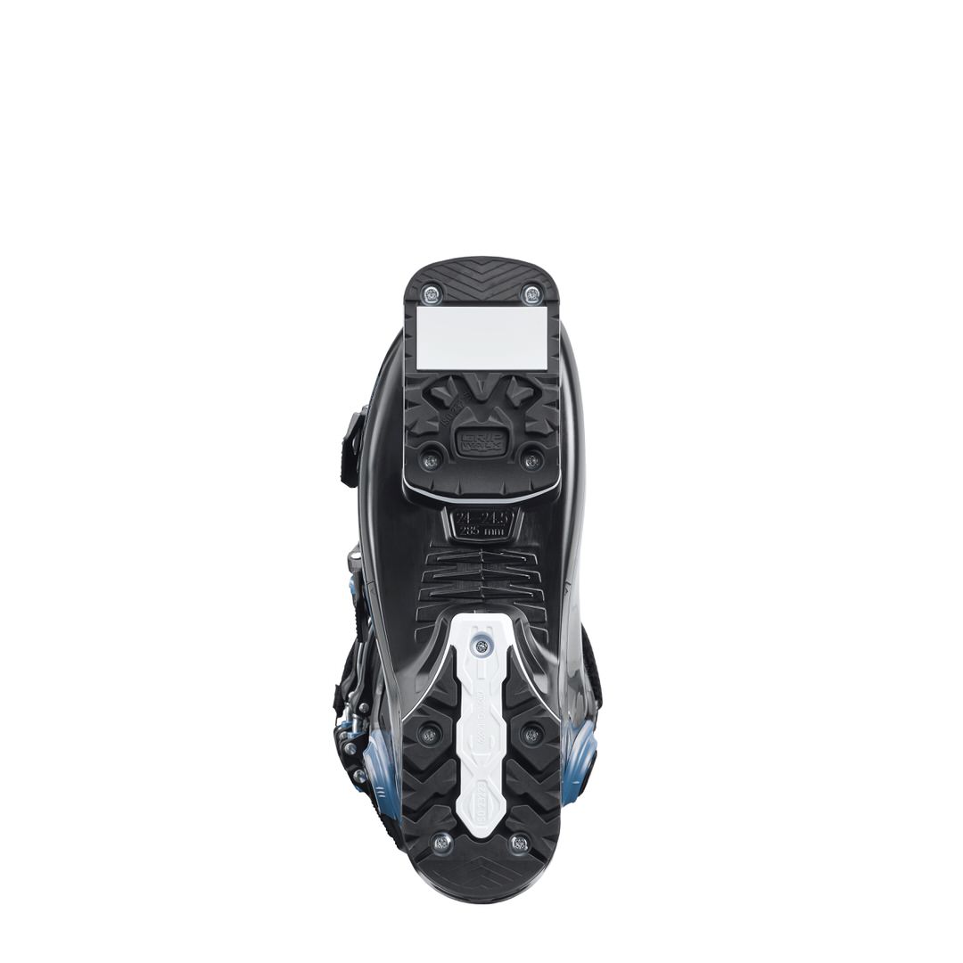 Ansicht der Sohle vom Nordica Promachine 95 W GW Skischuh in Schwarz-Blau, mit Gripwalk und Größenangabe.