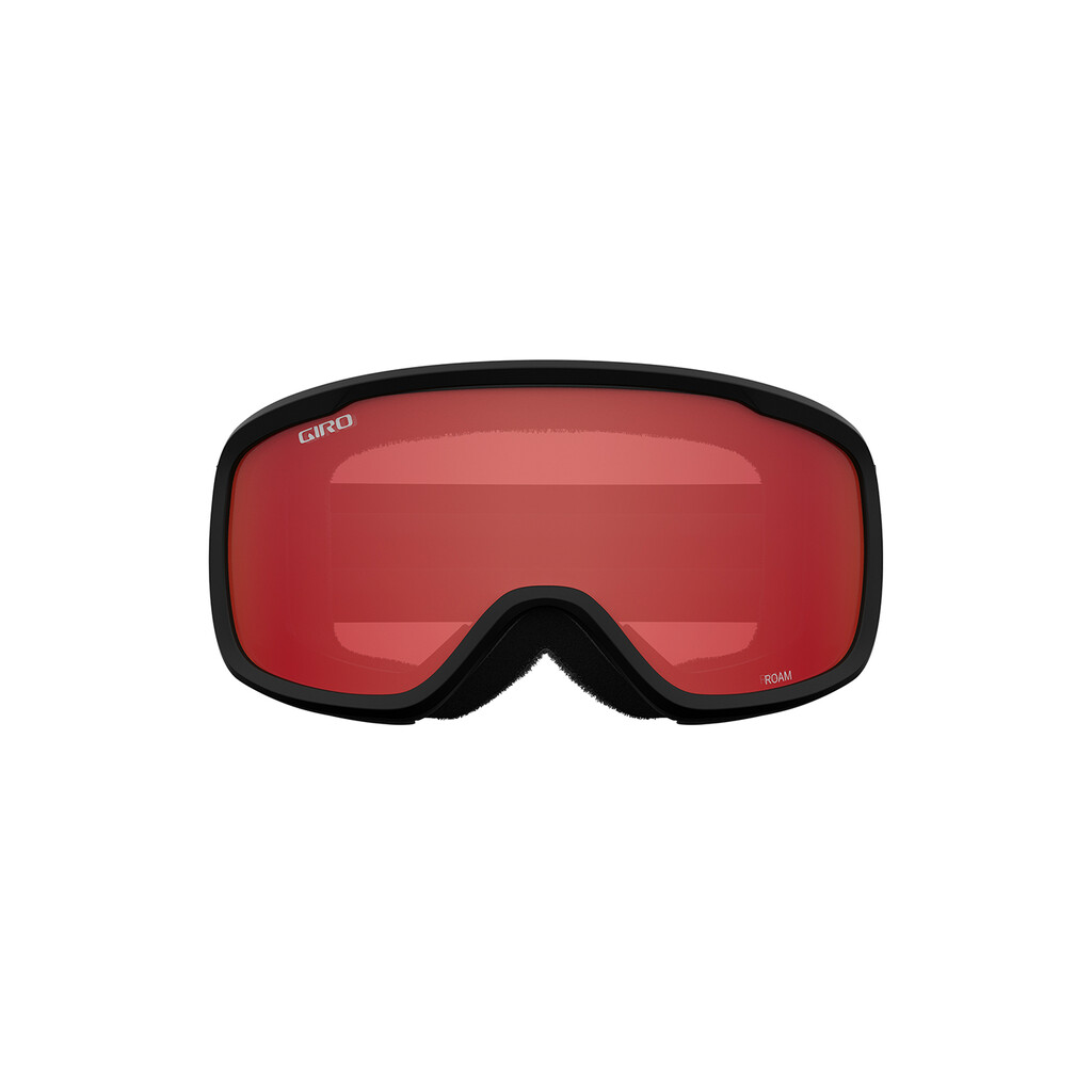 Schwarze Giro Roam Skibrille mit roter Linse, Frontansicht.