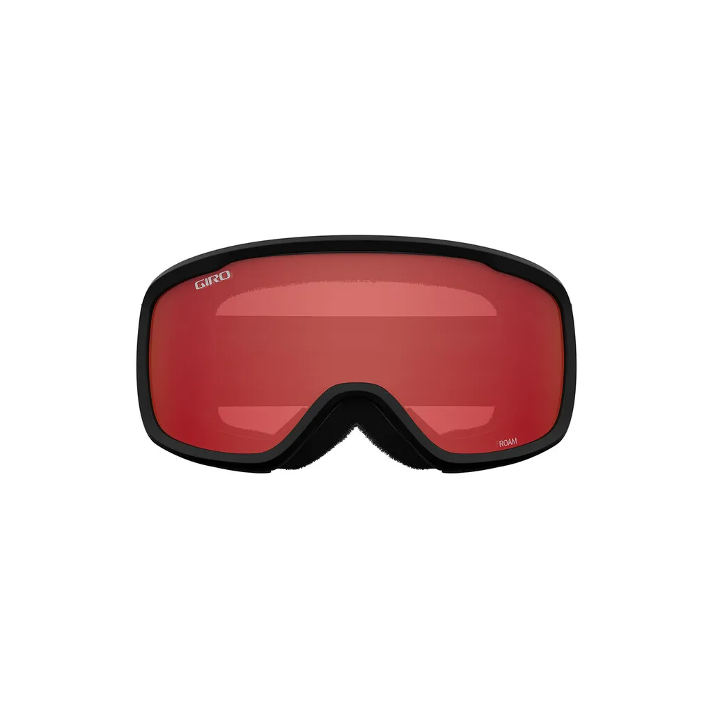 Schwarze Giro Roam Skibrille mit roter Linse, Frontansicht.