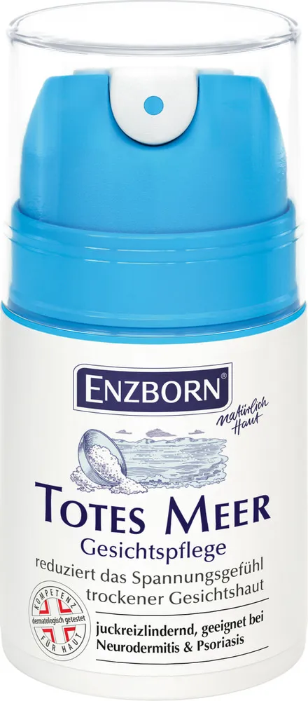 Spender mit Totes Meer Gesichtspflege von Enzborn, feuchtigkeitsspendend und beruhigend für empfindliche Haut.