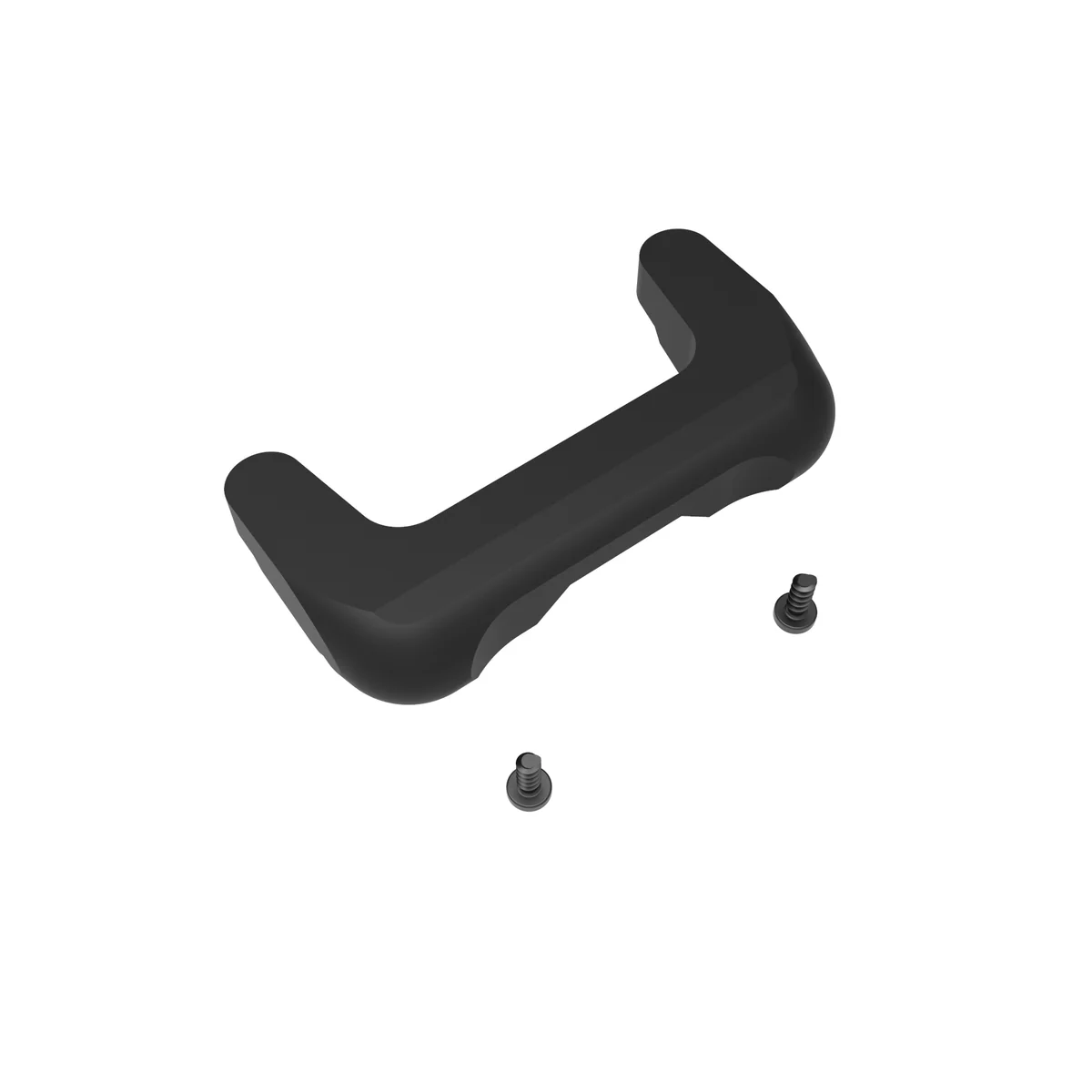 Schwarzes ATK Shim Schwarzes ATK Crampons Shim mit zwei Schrauben auf weißem Grund. Das Shim hat eine L-Form.