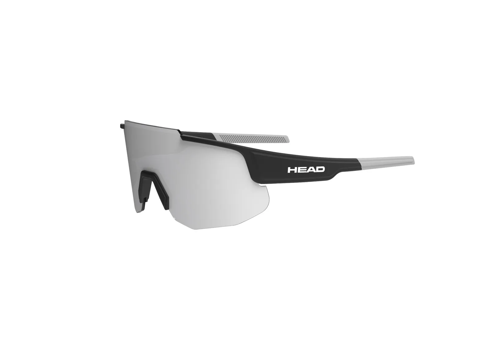 Sonnenbrille Head SUNSHIELD 5K Silver Black von der Seite, silberne Gläser, schwarzer Rahmen.