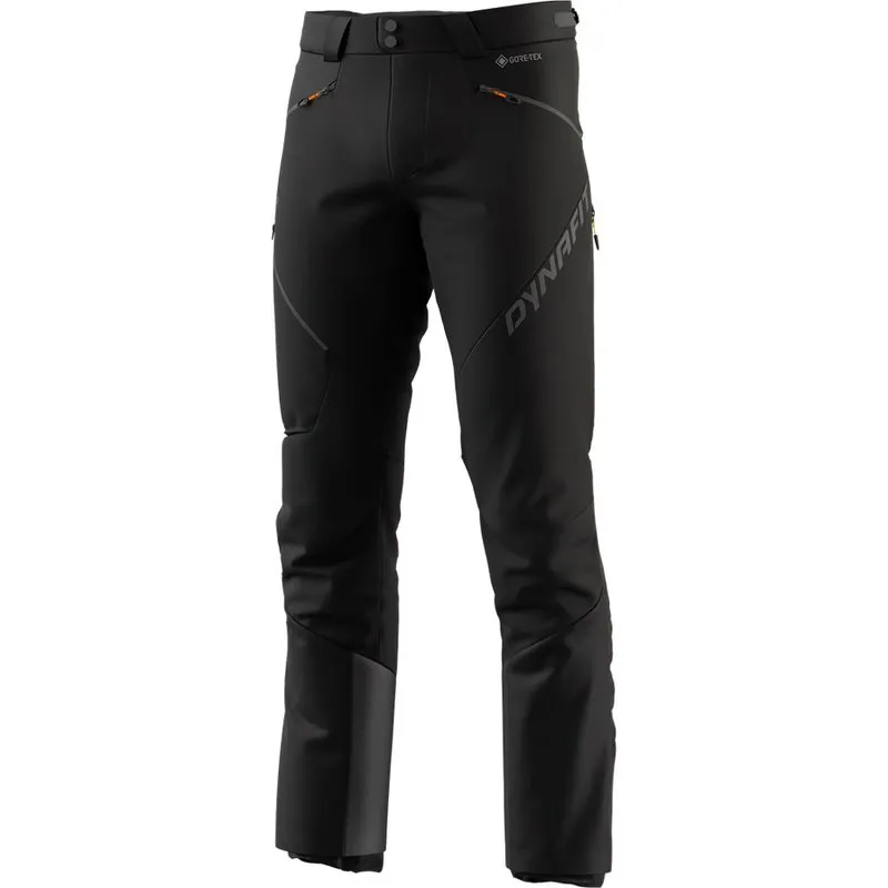 Schwarze Dynafit Radical Infinium Hybrid Hose für Herren, frontal, mit sichtbarem Logo und Reißverschlüssen.