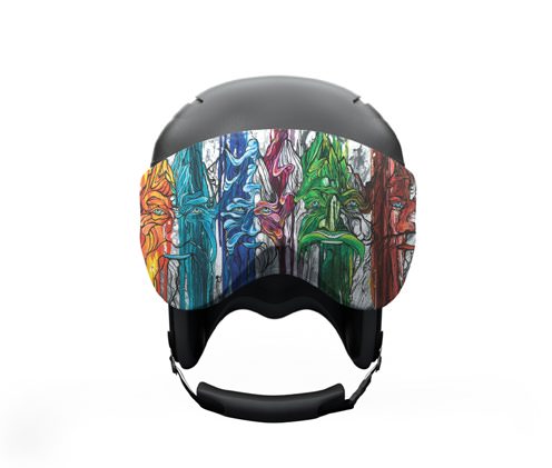 Bunter Helm mit Visier Helm mit Visier-Schutz, farbenfrohes Wald-Gesicht-Design, Schutz für das Visier, Asthenospheric Mantle Swipeout Visorsoc.