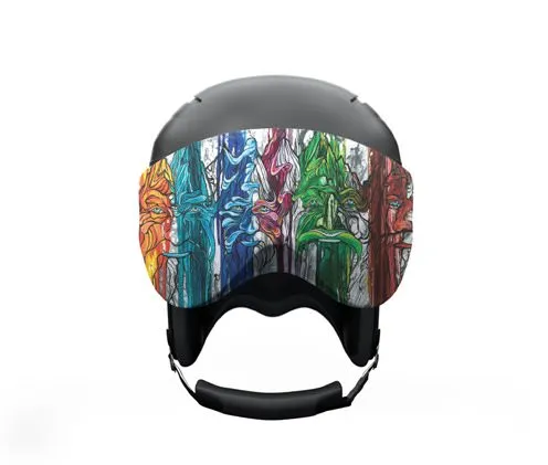 Helm mit Visier-Schutz, farbenfrohes Wald-Gesicht-Design, Schutz für das Visier, Asthenospheric Mantle Swipeout Visorsoc.
