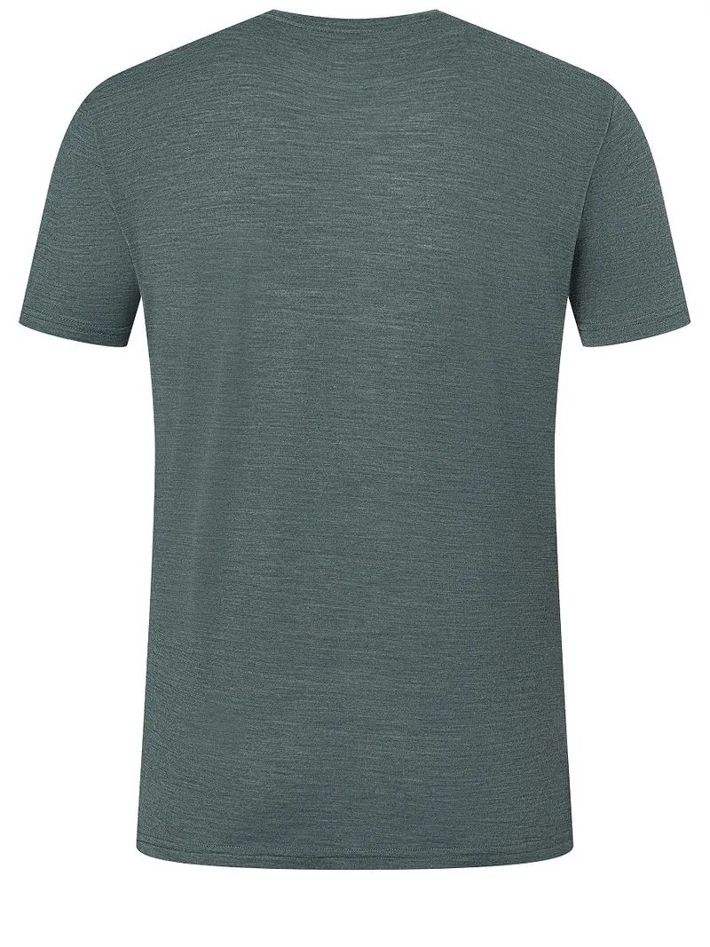 Rückansicht eines melierten, grauen T-Shirts, "City Tee Urban Chic Melange".