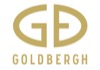 Goldfarbenes Logo von Goldbergh: Ovale Form mit den Initialen GB und dem Markennamen darunter.