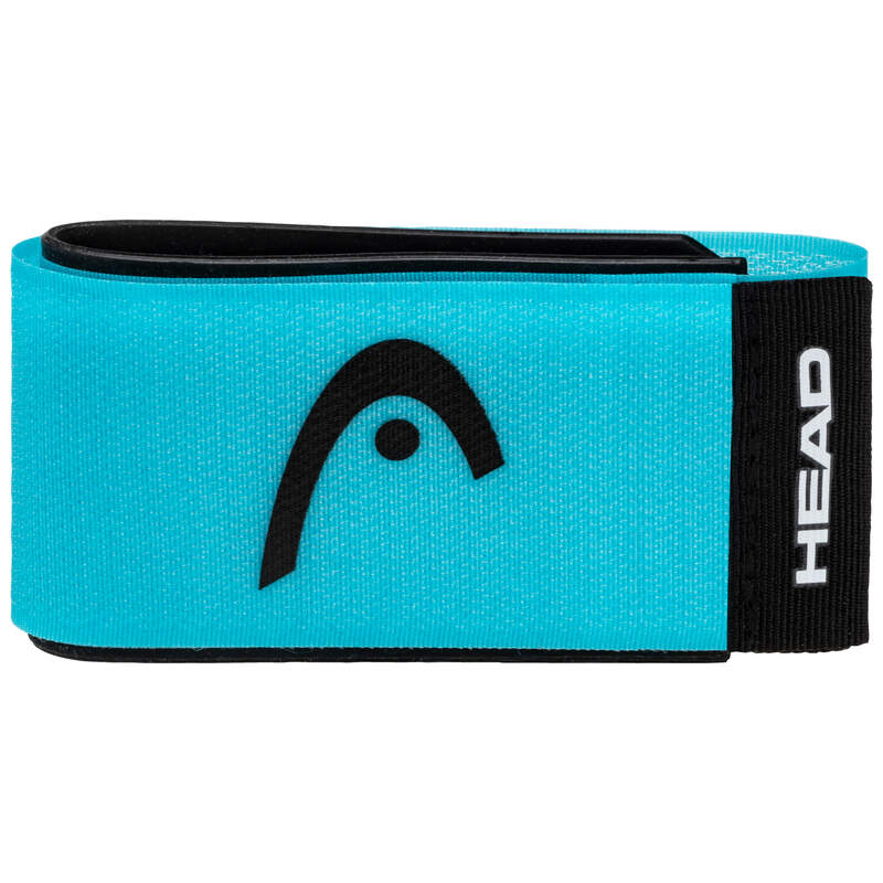 Hellblaues Skifix mit schwarzem Head-Logo und schwarzem Klettband.