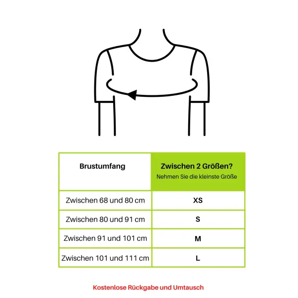 Größentabelle für Running Trinkweste Hydrabag Elite 8L: Brustumfang-Messung und Grössen XS, S, M, L.