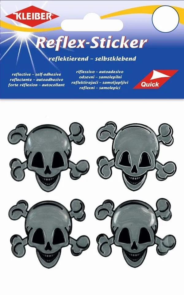 Kleiber Reflex Sticker Totenköpfe 4 Stück 4 x 5 cm Silber