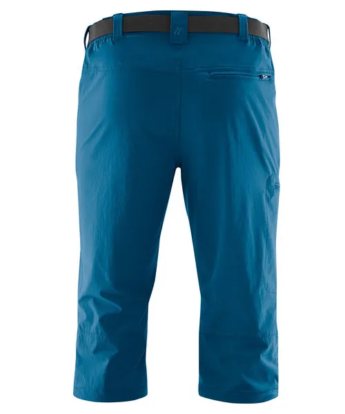 Hose Jennisei M Ensign Blue, Outdoorhose in Blau von hinten, mit Gürtel und Reißverschlusstasche.